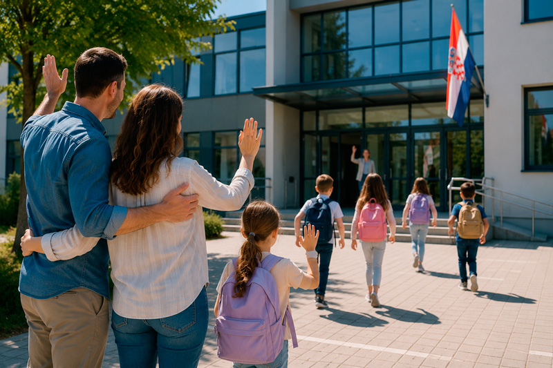 Familie und Bildung Kindergarten, Schule, Diplome und Integration der Kinder
